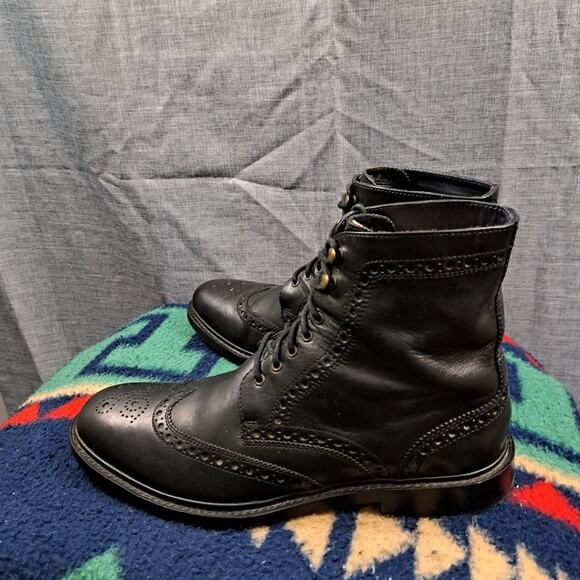 Cole Haan Boots Men Leather Black Size